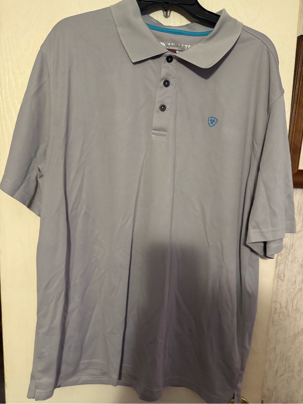 Ariat Men’s Heather Gray Polo with Blue Logo Trim